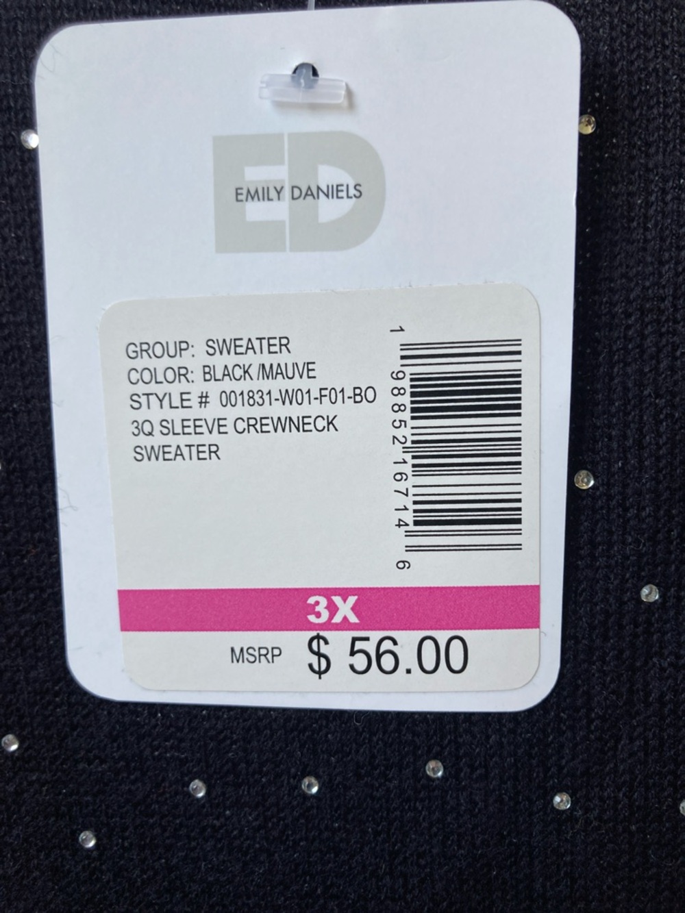 Emily Daniels Floral print with bling accents crewneck lightweight sweater 3X - Picture 12 of 17
